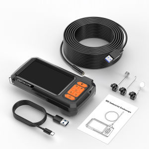 Endoscope Borescope 4.3" IPS Screen IP67 Waterproof Plumbing Camera 8MM Probe 2M-100M Single Dual Camera with Adjustable LEDs