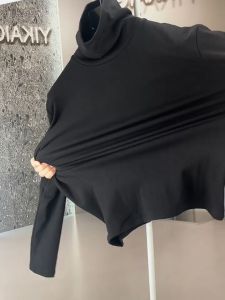 Mens high neck bottom long sleeved t-shirt Korean version slim fit autumn and winter double-sided velvet trend versatile solid color top t shirts for men high quality baju panjang tangan lelaki