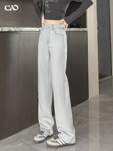 Retro High Waist Slim Fit Straight Leg Jeans Womens Elastic Anti-Wrinkle Casual Travel Comfortable Cotton Polyester Blend