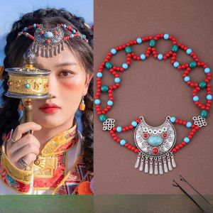 Tibetan Ethnic Style Retro Headwear Womens Brow Heart Drop Travel Photography Tibetan Style Forehead Chain Hair Accessories