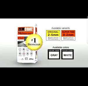 ABC Zemcoat Skimcoat 20kg Superfine White Ultra-thin Plastering 0-2mm Thickness