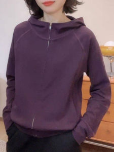 Fashionable Sporty Womens Long Sleeve Zipper Hoodie Cardigan Spring Autumn Versatile Stylish European Style Straight Cut Fit