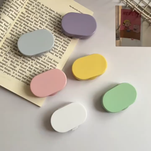 กล่องเก็บคอนแทคเลนส์ สีครีม พกพาสะดวก  กล่องคู่พร้อมกระจก กันรั่ว G3537