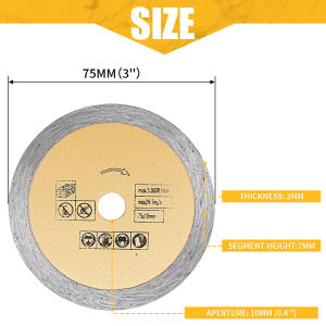 3 Inch Circular Saw Blade 75mm Stone Cutting Disc Mini Toothless Cut Off Wheel for Marble CeramicConcrete Granite Cutting 1-3Pcs