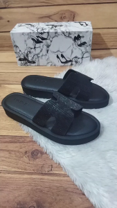 EVENCIO sandal wanita sandal selop wanita KOKOP GLITER HITAM