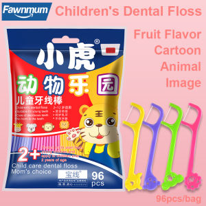 96Pcs Childrens Dental Floss Barrel Bearhand Shape Floss For Children Cure Dent Teeth Cleaning Orthodontic Interdental Pick