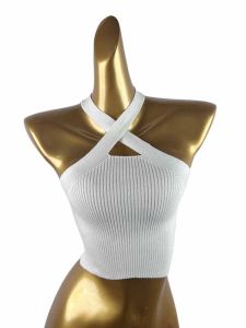 เซ็กซี่ Cross-Back ถักเสื้อกล้ามผู้หญิงฤดูร้อนใหม่มาถึง Pure Desire Slim Fit ความยาวสั้นเปิดกลับด้านบน