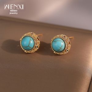 WENXI | Vintage Turquoise Imitation Lace Border Ethnic Style Earrings