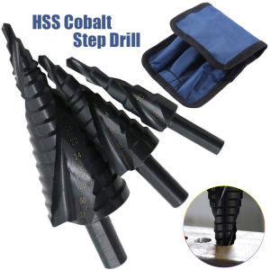 4-12 4-20 4-32MM HSS Cobalt Step Drill Bit Set Nitrogen Spiral for Metal Cone Hole Bit Opener Spiral Cobalt Step Drill Bit