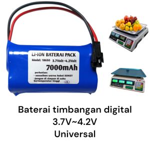 Baterai timbangan digital 3.7V~4.2V type 18650 soket hitam 2pin