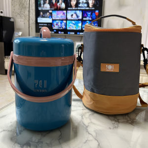 Large Capacity Retro Glass Inner Barrel Insulated Rice Box Thermal Water Bottle Food Container with Carry Bucket Dining Utensils