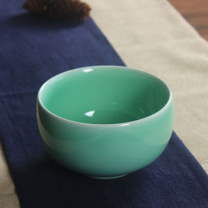 Clay Longquan Celadon Rice Bowl Creative Ceramic Bowl For Home Healthy Tableware Pure Color Bowl Chinese Style Lovely Small Soup Bowl