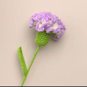 Handmade Creative Teacher Mothers Day Gift Crocheted Wool Flower Bouquet Decoration Single Stem Display Piece Festive Craft