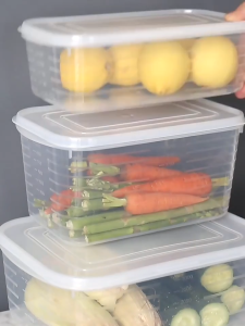 10ชิ้น กล่องถนอมอาหารสดสำหรับท่อระบายน้ำในตู้เย็น / กล่องเก็บเนื้อแช่แข็ง / กล่องเก็บอาหารแบบปิดสนิท / กล่องเก็บเนื้อและไข่ / กล่องปรุงรสอาหารสดแช่เย็น