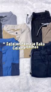 setelan koko kurta anak dengan celana chinos bahan katun oxfort cocok buat lebaran usia 1 sampai 12 tahun