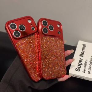 Luxury Glossy Plating Aurora Glitter Sequin Case for iPhone 17 16 15 14 13 Pro Max Shockproof Shiny Bright Bumper Phone Cover