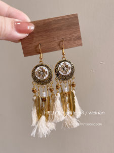 White Enhancing Ear Cuffs No Piercing Required Beach Vacation Photography Long Tassel Womens Fashion Jewelry Earrings