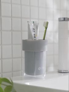 Bộ Cốc Đựng Bàn Chải Đánh Răng Di Động Tối Giản Hai Lớp Dành Cho Cặp Đôi Hộp Đựng Bàn Chải Du Lịch Bộ Vệ Sinh Bằng PVC Tái Sử Dụng Dùng Cho Gia Đình
