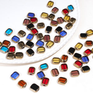 ลูกปัดแก้วขอบทอง5ชิ้น/ถุงแบบทำมือเครื่องประดับแฟชั่นและอุปกรณ์งานฝีมือ