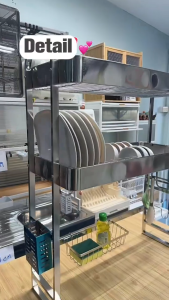 2-Tier Kitchen Storage Rack Stainless Steel Sink Rack Multi-Functional Kitchen Storage Rack Sink Drying Rack