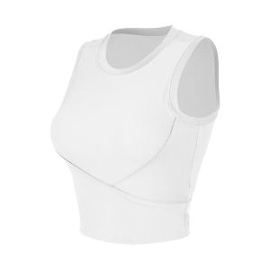 Miiow | High-Intensity Pilates Yoga Womens Underwear Strap Vest With Chest Pad Shockproof Sports Inner Wear Short Sleeve Crew Neck