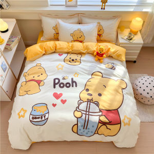 Pooh Bear Pure Cotton Four-Piece Bed Set 100 Three-Piece 100% Cotton Set Disney Bedding Cartoon Duvet Cover Children Sheets