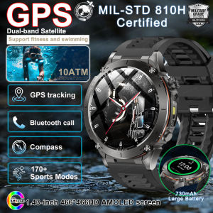 2025 New Dual-band Beidou Position Smart Watch Built-in Dual-band GNSS Compass Heart rate 10ATM Waterproof Military Smart Watch