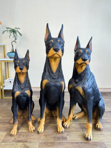 Living Room Simulation Dog Decoration Doberman Pinscher Model Creative Soft Ornaments Household TV Cabinet Decorative Crafts Housewarming Gift