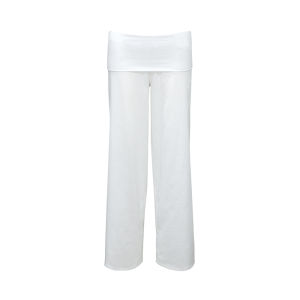 audwyn | White Cotton Linen Low Rise Loose Straight Trousers
