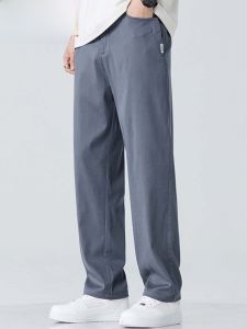 HENGYUANXIANG | กางเกงลำลองชายบางสบาย ๆ ระบายอากาศได้ดี กางเกงขายาวทรงตรง ทรงหลวม สำหรับผู้ชาย สไตล์ปู่ ฤดูร้อน