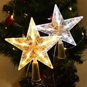 15/19cm Christmas Decoration Glowing Tree Topper Glitter Shining Star Xmas Tree Ornaments for Home Decor Navidad New Year 2026