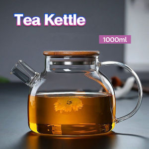 ItemMart 1L Heat Resistant With Wooden Cover Tea Pour Kettle Hot Coffee Tea Milk