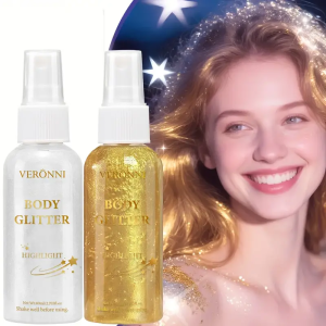 สเปรย์ชิมเมอร์ 2 ชิ้น สเปรย์กลิตเตอร์อเนกประสงค์สำหรับผิวกายและใบหน้า สเปรย์กลิตเตอร์ไฮไลท์เพื่อความเปล่งประกายสำหรับงานปาร์ตี้ ไนต์คลับ บริเวณกระดูกไหปลาร้า