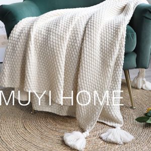 Nordic Retro Large Tassel Blanket Dormitory Bed Flag Sofa Blanket Nap Blanket White Couch Cover Blanket Afternoon Sleep Blanket