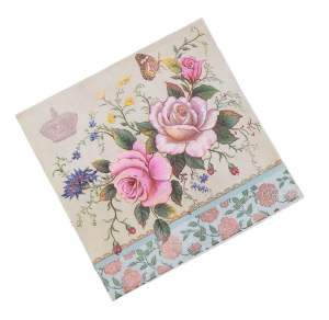 Party Napkin / Serviette (Paper) - Colour Floral Roses Print [NSP041]