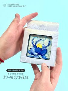 Original Design Ceramic Fridge Magnet Loongyang Peony Flower Cute Creative Cultural Gift Contemporary Court Style Plant Floral