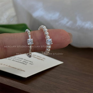 Starfish Collection Sterling Silver Small Pieces of Silver Flash Zircon Pearl Ring Female Accessible Luxury Special-Interest Design Minimalist Classy Ring