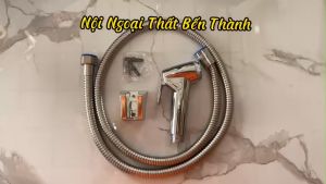Bộ vòi xịt vệ sinh đầu tròn inox 304 cao cấp gồm vòi dây xịt inox và cài vòi xịt gắn tường nhà tắm mã XSĐL01