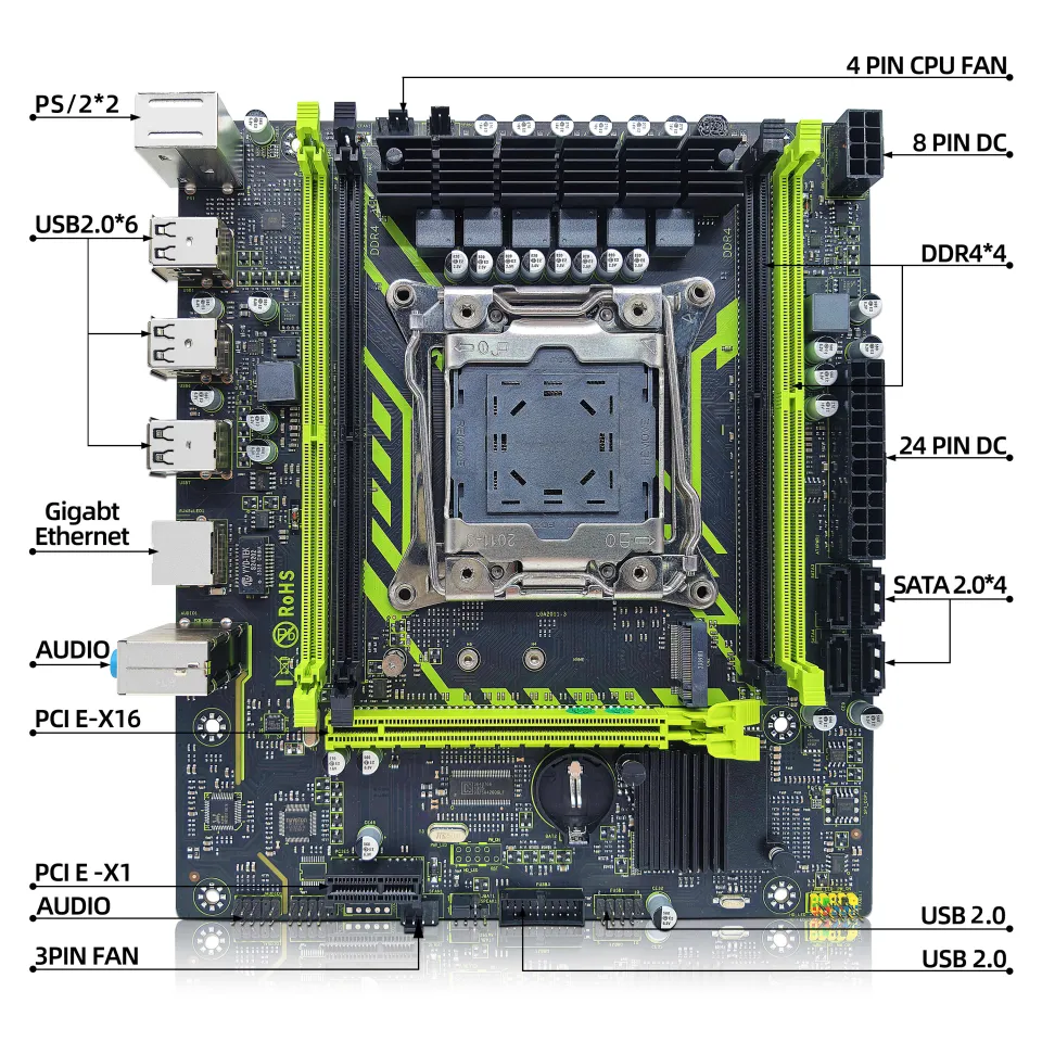 ZSUS X99-8D4 Motherboard Set Kit With LGA2011-3 Xeon E5 2650 V4