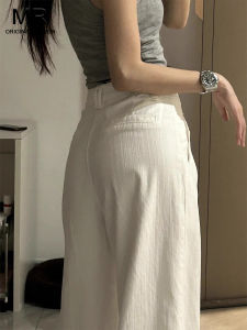 White High Waist Wide Leg Jeans Womens Loose Thin Slimming Lazy Style Drapey Pleated Pants Spring Summer New Arrival