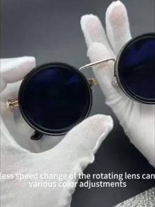Adjustable Tint Sunglasses 1-9 Gears Steampunk Retro Metal Polarized Glasses with ND Filter Lenses Vintage Leica-Style Rotating