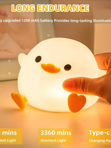 DoDo Duck LED Night Light Rechargeable Dimmable Touch-Sensitive Silicone Bedside Lamp for Nursery Bedroom Cute