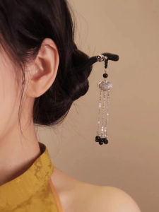 Classic Chinese Style Long Longevity Lock Tassel Hairpin for Women Original Design Hair Accessories in Hanfu Qipao and Horse Face Skirt