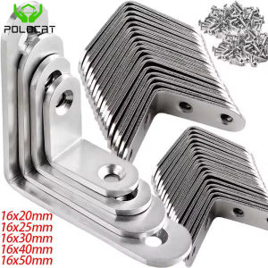 Polocat 90 Degree L Joint Brackets Stainless Steel Angle Connectors Corner Brace Furniture Cabinet Cabinet Support Frame Shelf Fasteners