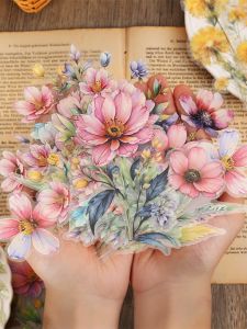 Watercolor Plant PET Stickers Scrapbooking Decorations DIY Waterproof Vintage Floral Design Garden of Fragrance Full