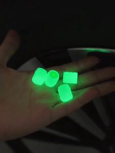8PCS Luminous Valve Motorcycle Bicycle Bike Car Wheel Tyre Hub Cap Fluorescent Night GlowingLuminous Valve Stem Caps Decor