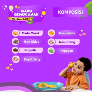 Madu Gemuk Anak Plus Ikan Sidat Wasfah 280 Gram Plus Royal Jelly