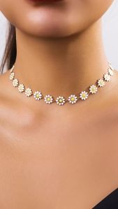 Dây Chuyền Hoa Cúc Kpop Vòng Cổ Ngắn Kiểu Choker Mùa Hè Ngọt Ngào Dành Cho Nữ Trang Sức Thời Trang Phong Cách Y2K Quà Tặng Bohemia Hợp Kim Kẽm