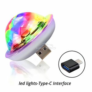 Auto Ambient Lights DJ RGB USB Mini Colorful Music Sound Car Led USB-C Interface IOS For Holiday Party Karaoke Home Welcome Lamp