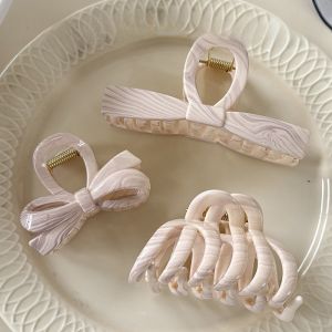 French Style Large Hair Claw Clip Butterfly Knot Toffee Color Hair Clamp Elegant Back of Head Grip Clip Fresh out New